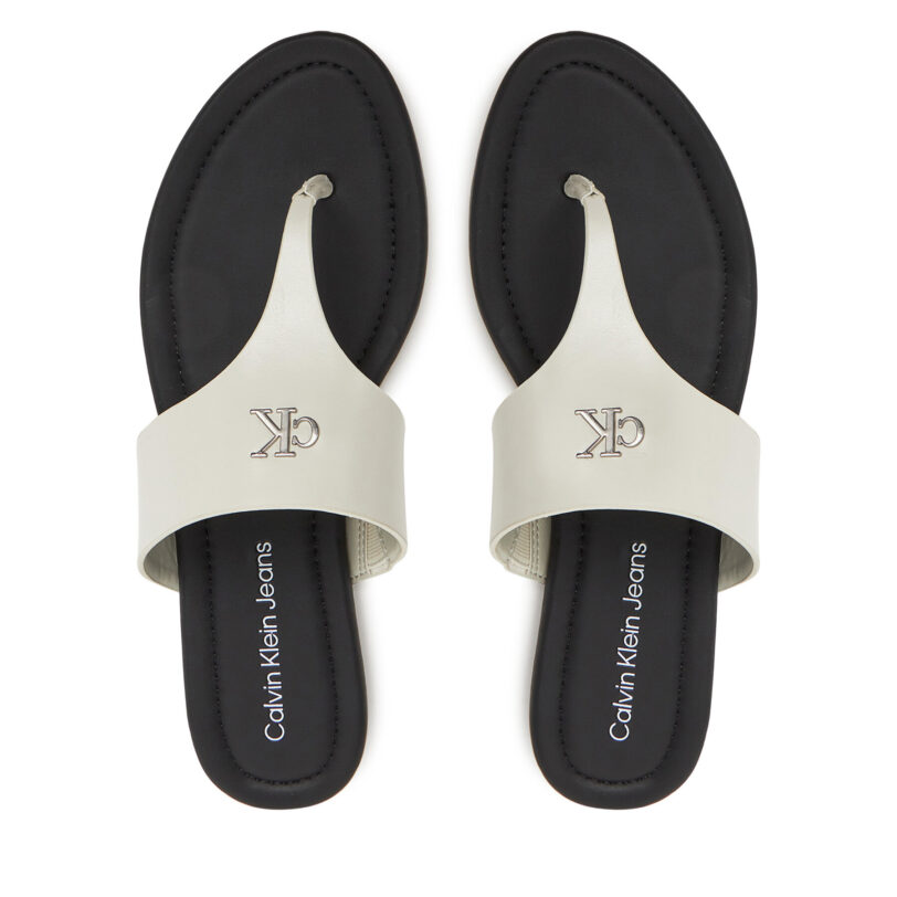 Джапанки Calvin Klein Jeans Flat Sandal Toepost Mg YW0YW01691 Бял цвят на ниска цена