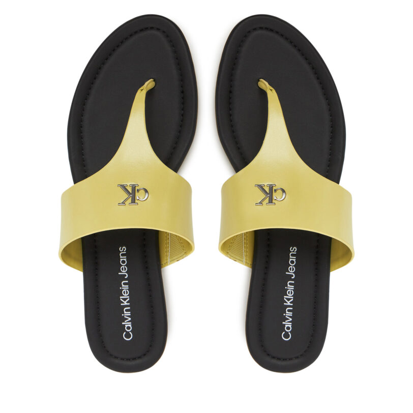 Джапанки Calvin Klein Jeans Flat Sandal Toepost Mg YW0YW01691 Зелен цвят на ниска цена