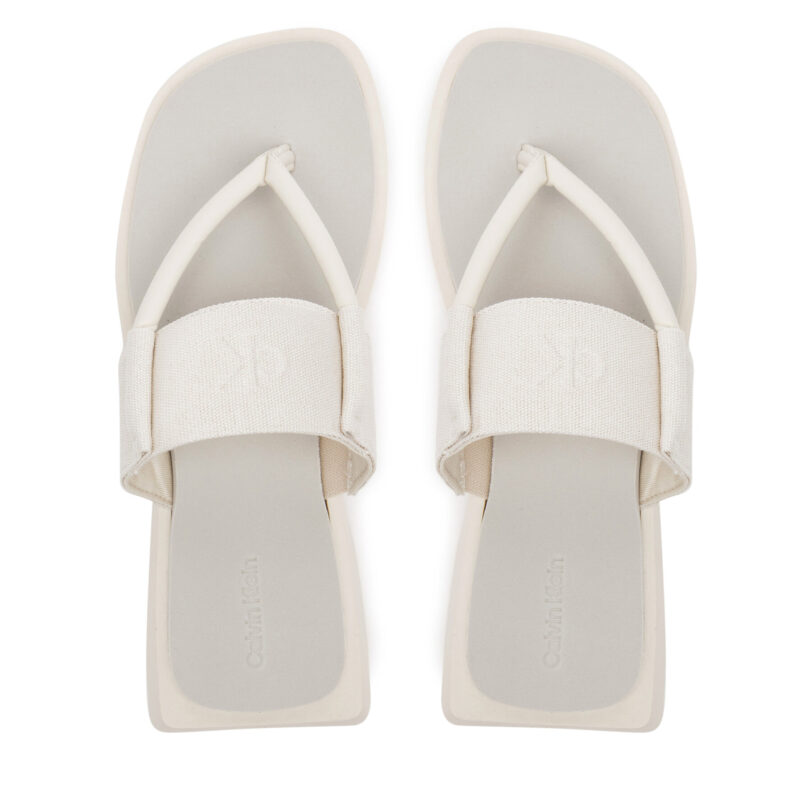 Джапанки Calvin Klein Jeans Sq Low Wedge Sandal Rope YW0YW01717 Бежов цвят на ниска цена