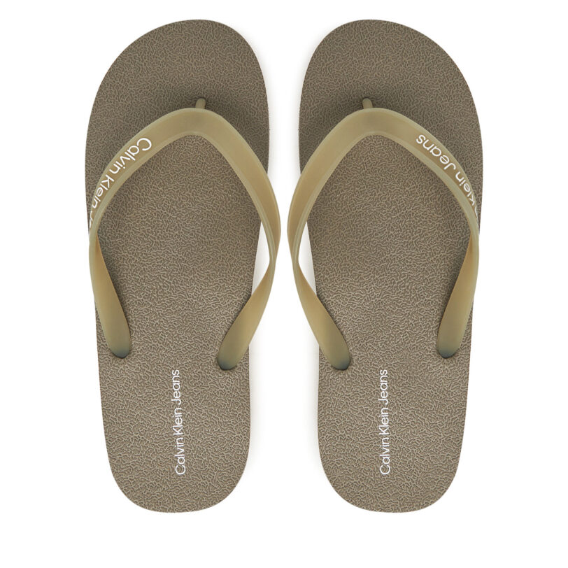 Джапанки Calvin Klein Jeans Thong+ Tpu YM0YM01265 Кафяв цвят на ниска цена
