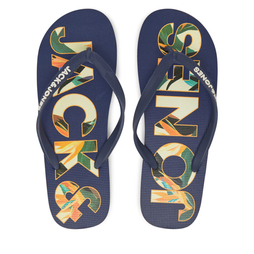 Джапанки Jack&Jones Jfwlogo Palm Print Flip Flop Ln 12230642 Тъмносин цвят на ниска цена