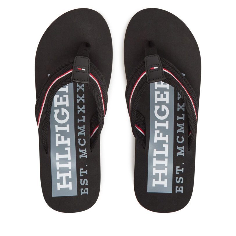 Джапанки Tommy Hilfiger Corporate Hilfiger Beach FM0FM05436 Черен цвят на ниска цена
