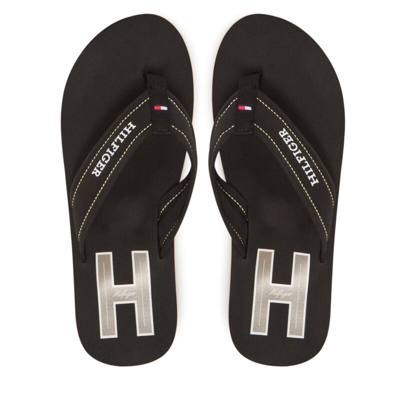 Джапанки Tommy Hilfiger Hilfiger H Padded Beach Sandal FM0FM05536 Черен цвят на ниска цена