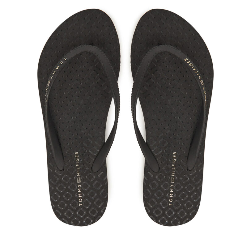 Джапанки Tommy Hilfiger Hilfiger Strap Beach Sandal FW0FW08736 Черен цвят на ниска цена