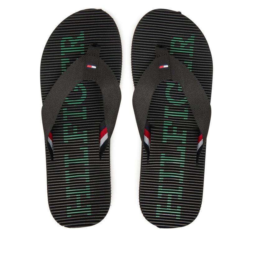 Джапанки Tommy Hilfiger Massage Beach Sandal FM0FM05443 Черен цвят на ниска цена
