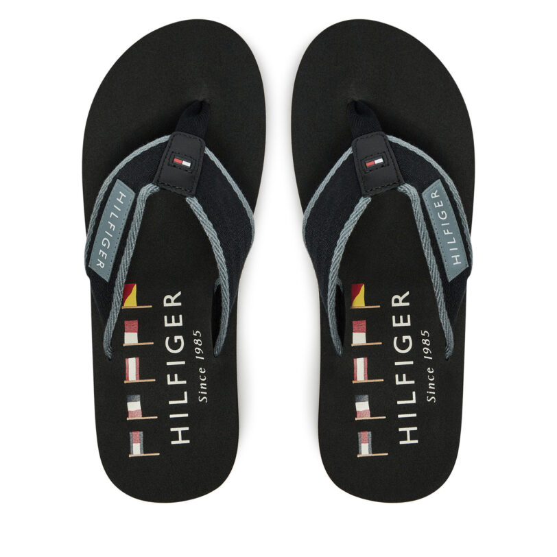 Джапанки Tommy Hilfiger Patch Hilfiger Beach Sandal FM0FM05435 Черен цвят на ниска цена