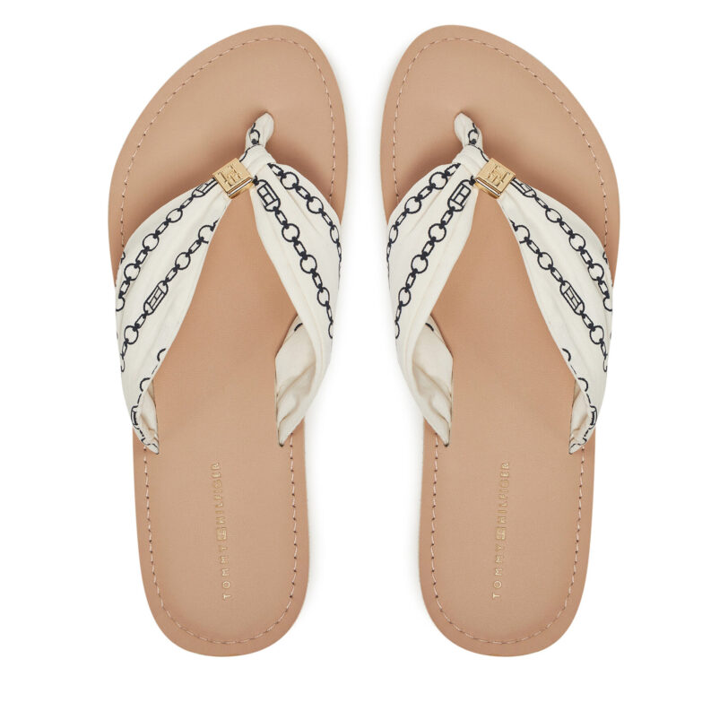 Джапанки Tommy Hilfiger Th Chain Print Elevated Sandal FW0FW08519 Бял цвят на ниска цена