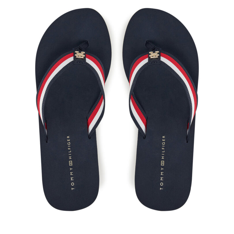 Джапанки Tommy Hilfiger Th Corporate Wedge Beach Sandal FW0FW08520 Тъмносин цвят на ниска цена