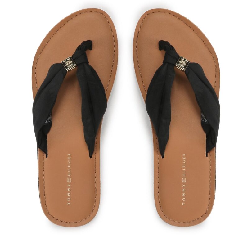 Джапанки Tommy Hilfiger Th Elevated Beach Sandal FW0FW06985 Черен цвят на ниска цена