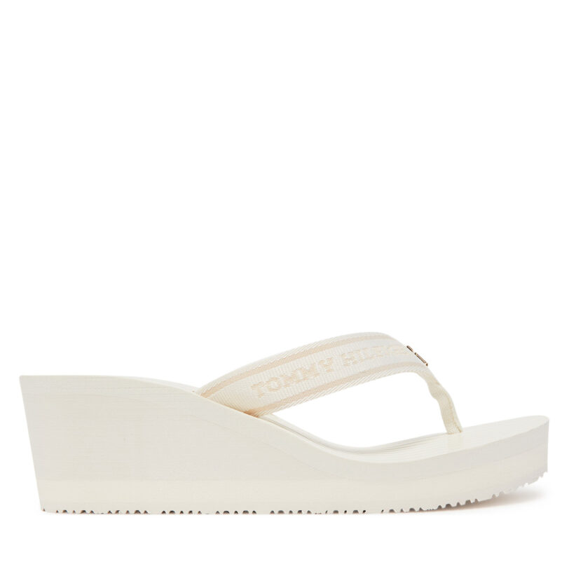 Джапанки Tommy Hilfiger Th Stripes Wedge Beach Sandal FW0FW08521 Бял цвят на ниска цена