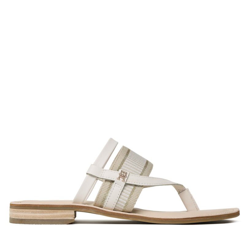 Джапанки Tommy Hilfiger Th Webbing Mule Sandal FW0FW07275 Бял цвят на ниска цена