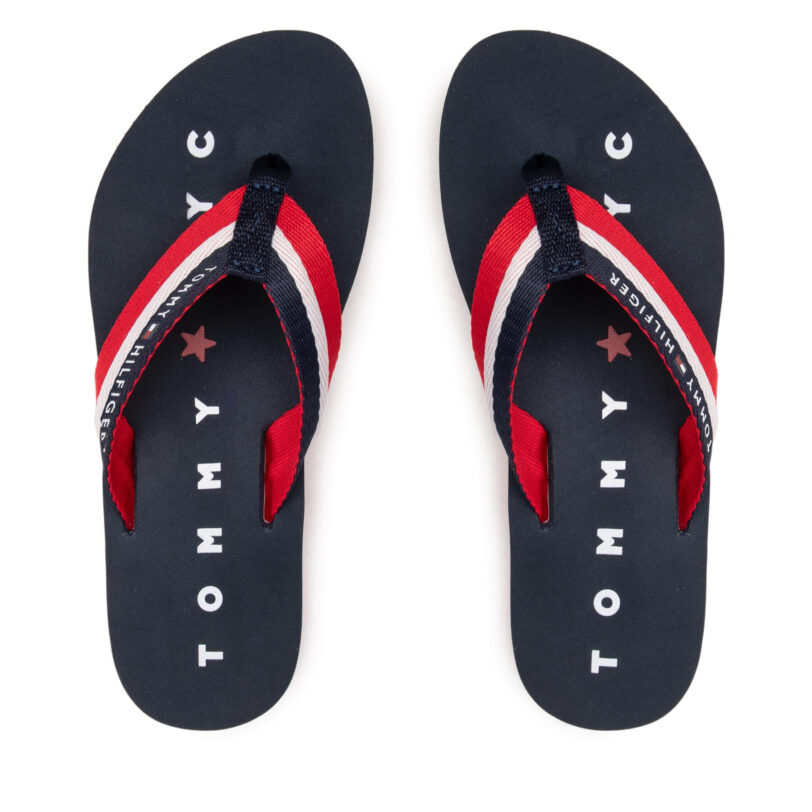 Джапанки Tommy Hilfiger Tommy Loves Ny Beach Sandal FW0FW02370 Тъмносин цвят на ниска цена