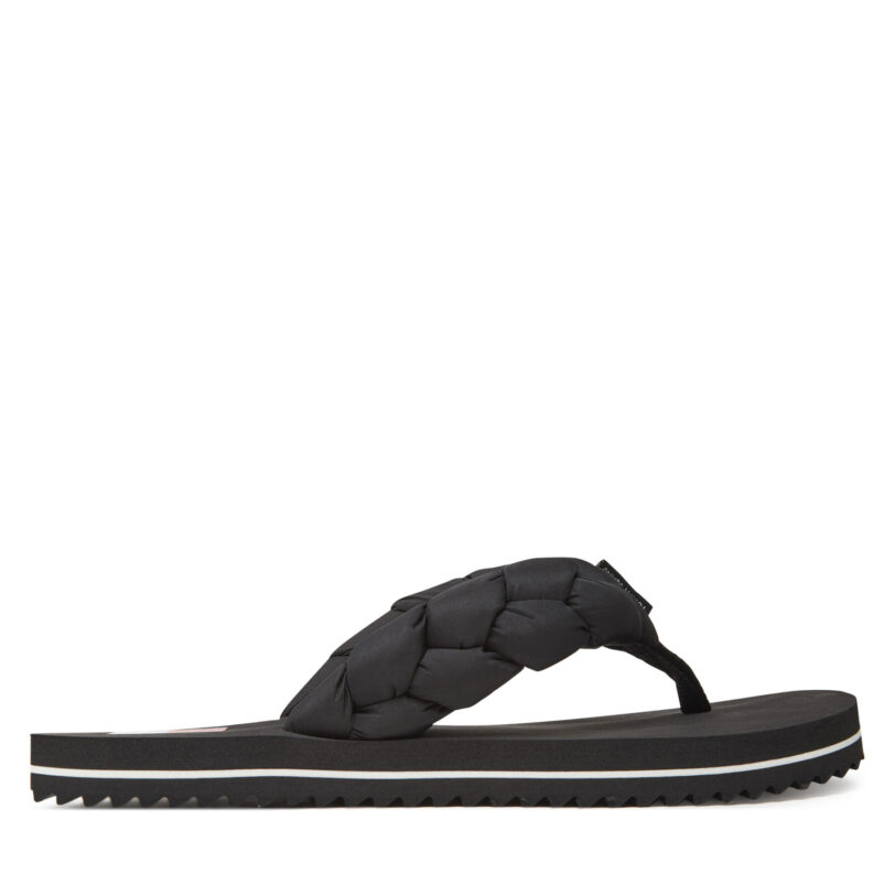Джапанки Tommy Jeans Braided Thong Beach Sandal EN0EN02877 Черен цвят на ниска цена