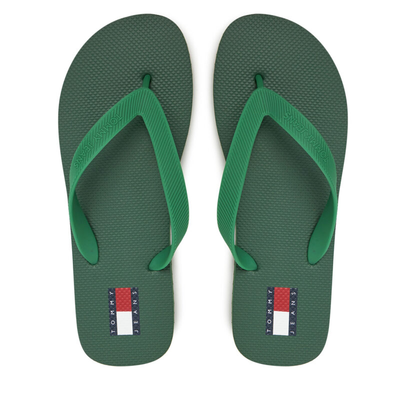 Джапанки Tommy Jeans Tjm Beach Sandal EM0EM01560 Зелен цвят на ниска цена