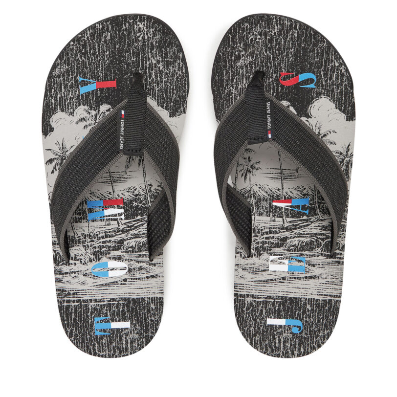 Джапанки Tommy Jeans Tjm Elevated Beach Sandal EM0EM01561 Черен цвят на ниска цена