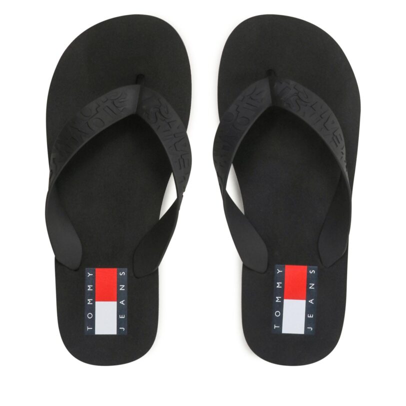 Джапанки Tommy Jeans Tjw Flag Eva Beach Sandal EN0EN02194 Черен цвят на ниска цена