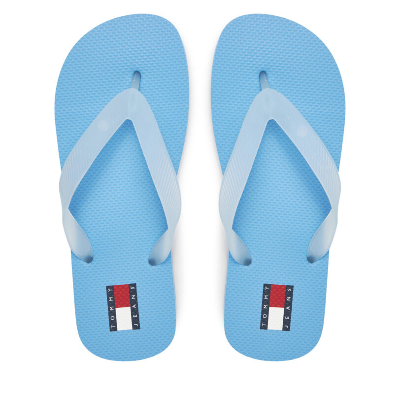 Джапанки Tommy Jeans Tjw Logo Flip Flop EN0EN02447 Светлосиньо цвят на ниска цена