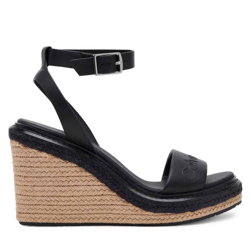Еспадрили Calvin Klein Wedge Sandal 70 - He HW0HW02376 Черен цвят на ниска цена
