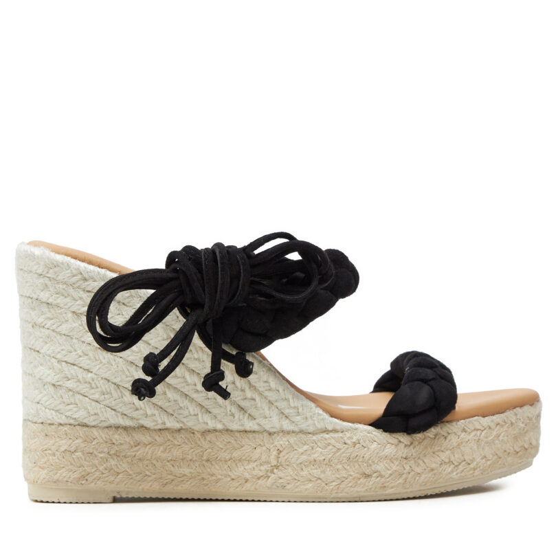 Еспадрили Manebi Hamptons Two Braided Bands Wedge Espadrilles K 1.0 WE Черен цвят на ниска цена