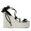 Еспадрили Manebi Lace-Up Wedge Espadrilles L 8.6 WA Черен цвят на ниска цена