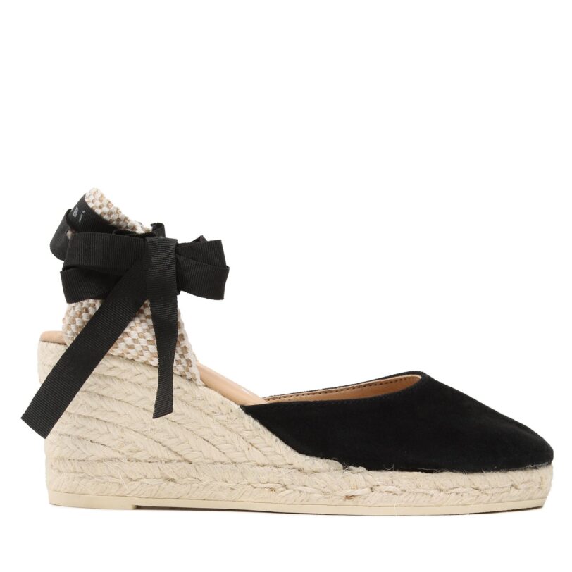 Еспадрили Manebi Soft Suede Low Wedge Espadrilles K 1.0 WL Черен цвят на ниска цена