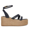 Еспадрили Tommy Hilfiger Ankle Strap Leather Platform FW0FW08497 Тъмносин цвят на ниска цена