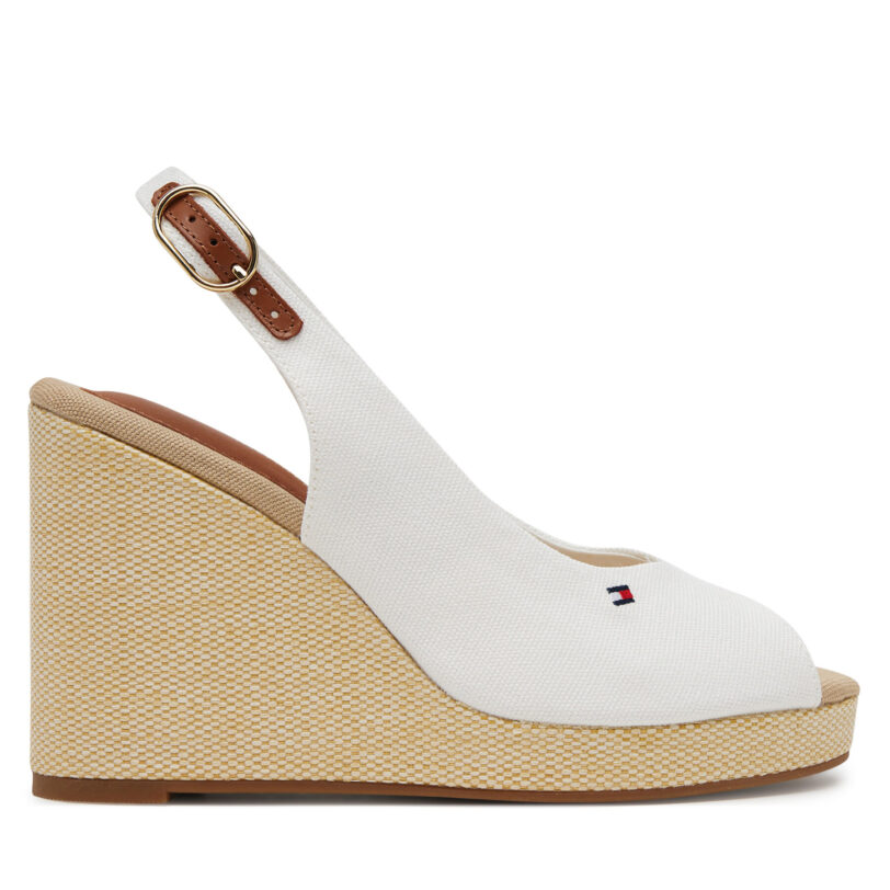 Еспадрили Tommy Hilfiger Flag High Wedge Espad Slingback FW0FW08597 Бял цвят на ниска цена