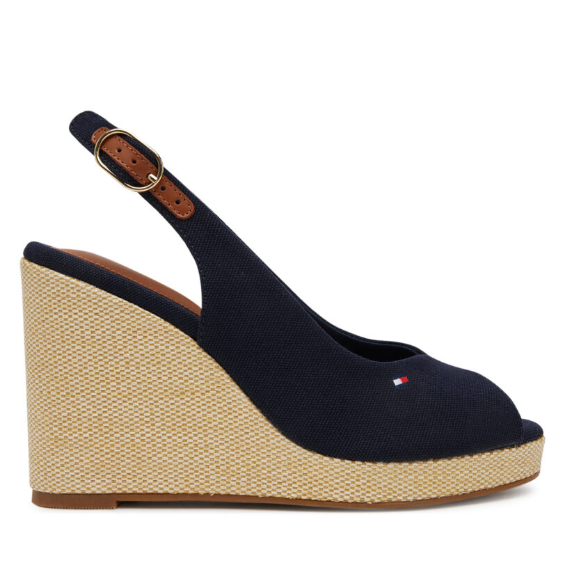 Еспадрили Tommy Hilfiger Flag High Wedge Espad Slingback FW0FW08597 Тъмносин цвят на ниска цена