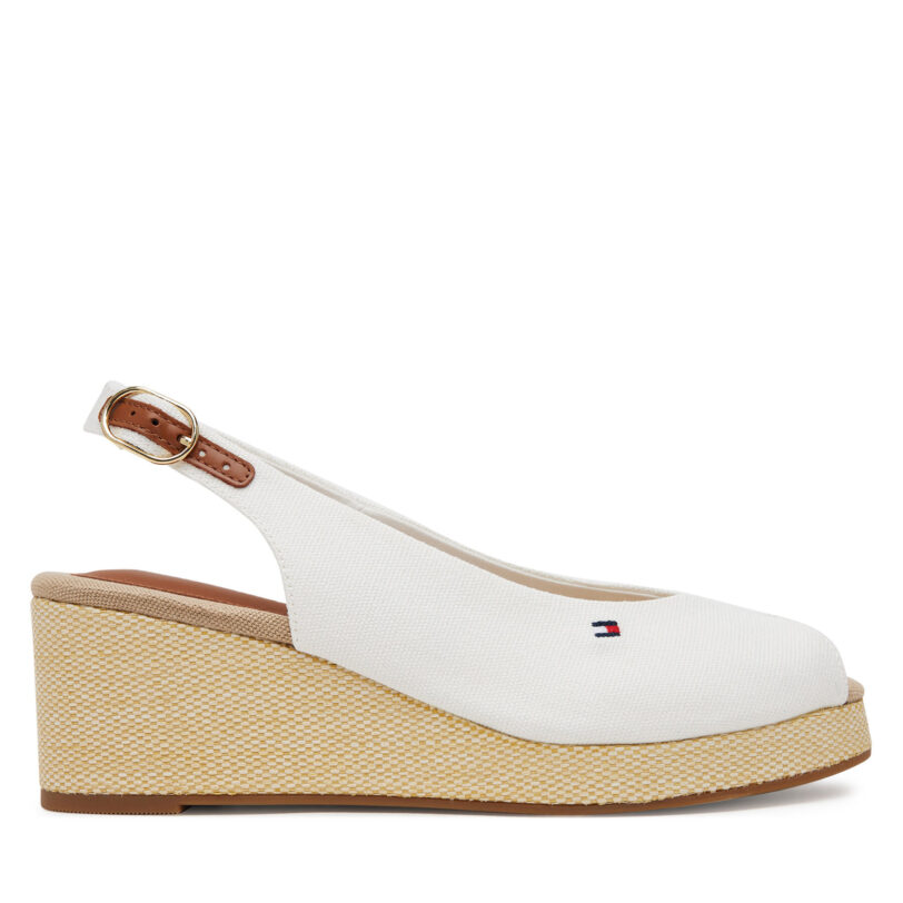 Еспадрили Tommy Hilfiger Flag Mid Wedge Espad Slingback FW0FW08595 Бял цвят на ниска цена