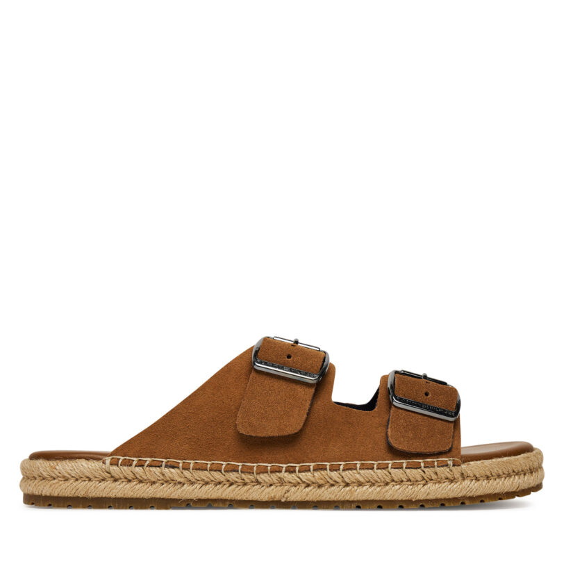 Еспадрили Tommy Hilfiger Flex Jutte Hilfiger Suede Sandal FM0FM05503 Кафяв цвят на ниска цена