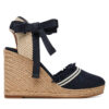 Еспадрили Tommy Hilfiger Fringe Canvas High Wedge FW0FW08878 Тъмносин цвят на ниска цена