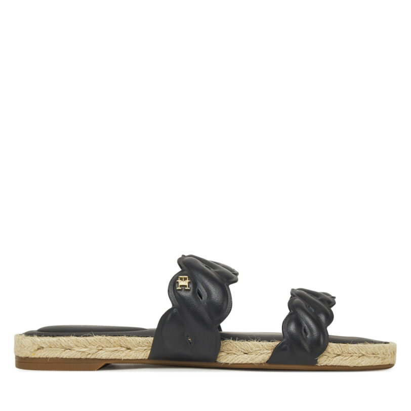 Еспадрили Tommy Hilfiger Leather Rope Espadrille Mule FW0FW08503 Черен цвят на ниска цена