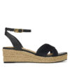 Еспадрили Tommy Hilfiger Leather & Suede Mid Wedge Espad FW0FW08804 Черен цвят на ниска цена