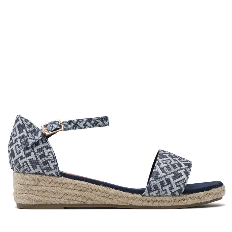 Еспадрили Tommy Hilfiger Rope Wedge Sandal Denim T3A7-32776-0048 S Светлосиньо цвят на ниска цена