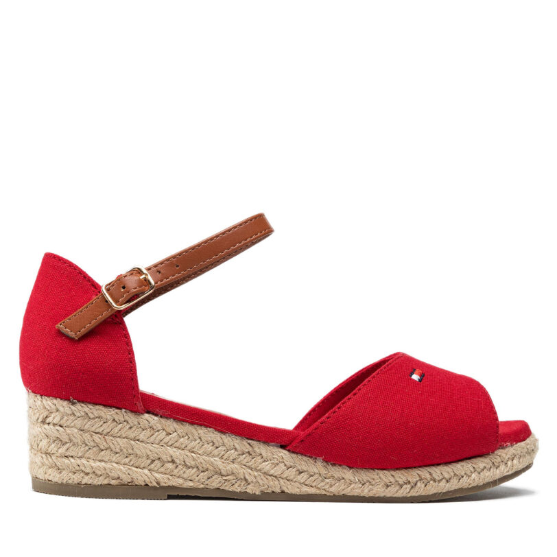 Еспадрили Tommy Hilfiger Rope Wedge Sandal T3A7-32185-0048 S Червен цвят на ниска цена