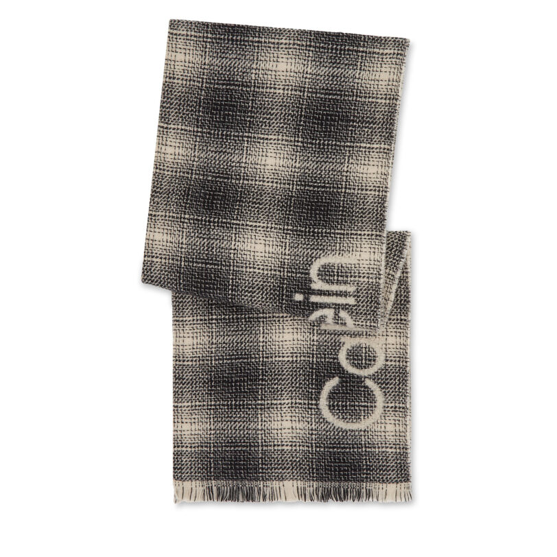 Зимен шал Calvin Klein Check Scarf K50K510989 Черен цвят на ниска цена