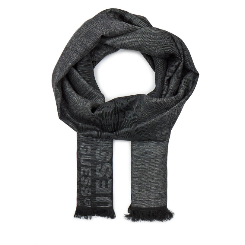 Зимен шал Guess AM9408 VIS03 Черен цвят на ниска цена