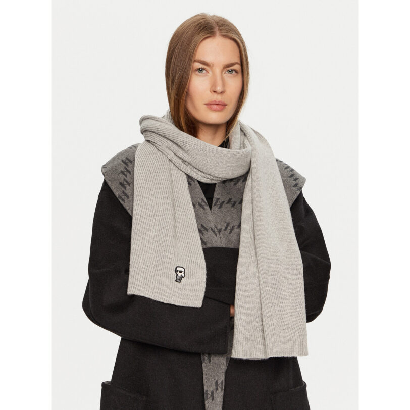 Зимен шал KARL LAGERFELD 246W3306 Сив цвят на ниска цена