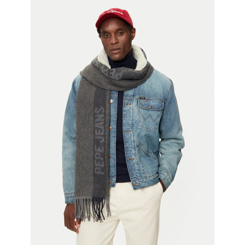Зимен шал Pepe Jeans PM110461 Сив цвят на ниска цена