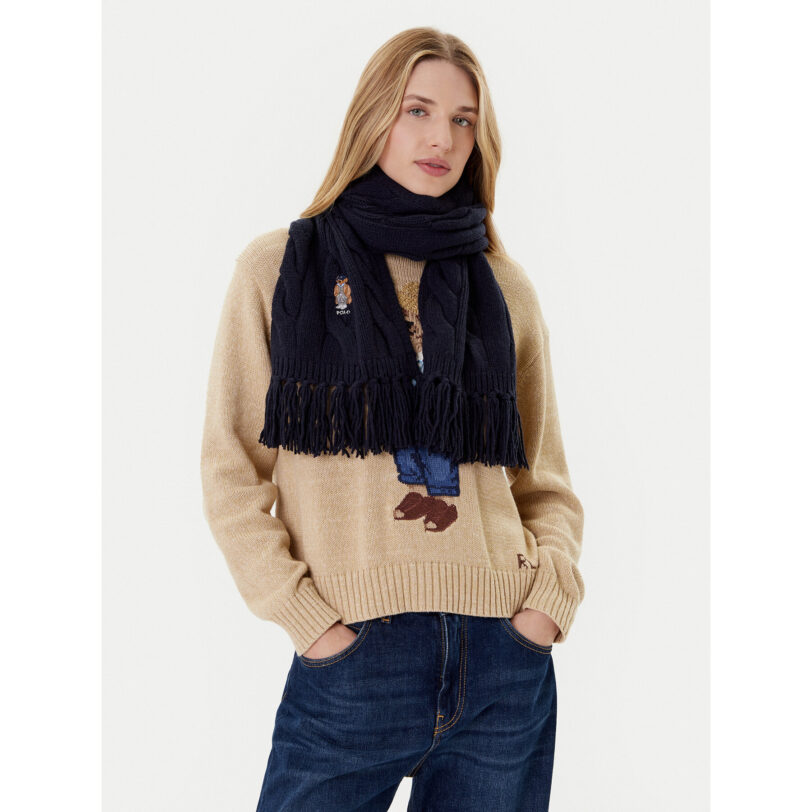 Зимен шал Polo Ralph Lauren 455981434002 Тъмносин цвят на ниска цена