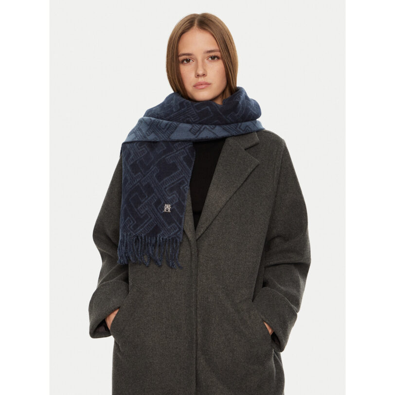 Зимен шал Tommy Hilfiger AW0AW16650 Тъмносин цвят на ниска цена