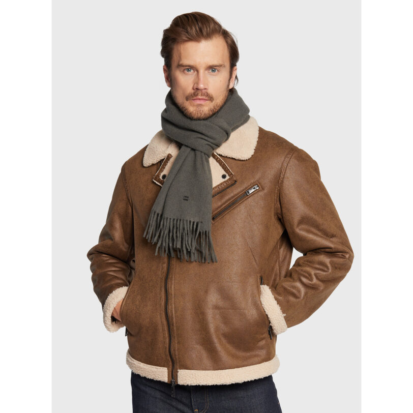 Зимен шал Tommy Hilfiger Elevated Plaque AM0AM10376 Сив цвят на ниска цена