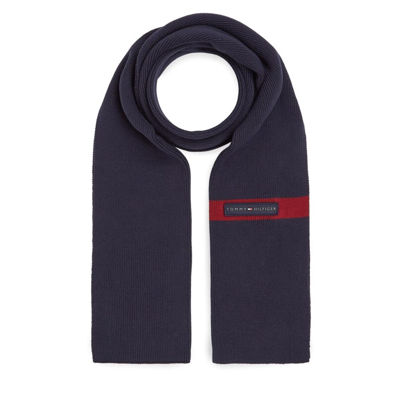 Зимен шал Tommy Hilfiger Th Skyline Knit Scarf AM0AM11496 Тъмносин цвят на ниска цена