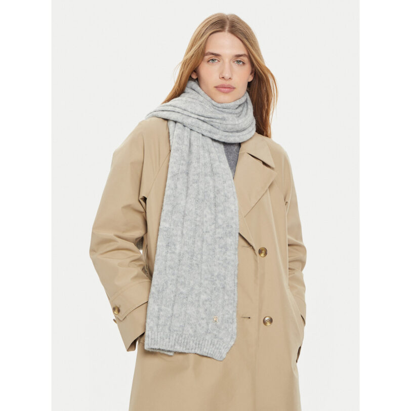 Зимен шал Tommy Hilfiger Timeless AW0AW16655 Сив цвят на ниска цена