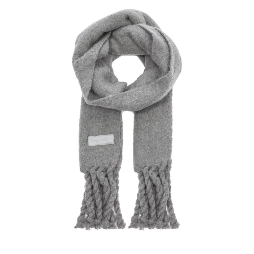 Зимен шал Tommy Hilfiger Tommy Twist Scarf AW0AW15530 Сив цвят на ниска цена