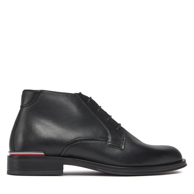 Зимни обувки Tommy Hilfiger Core Rwb Hilfiger Lth L Boot FM0FM04804 Черен цвят на ниска цена