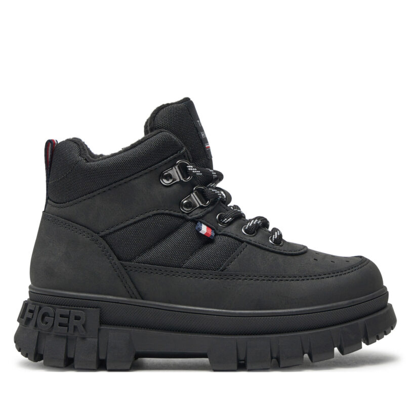 Зимни обувки Tommy Hilfiger Lace-Up Bootie T3X5-33707-1492 M Черен цвят на ниска цена
