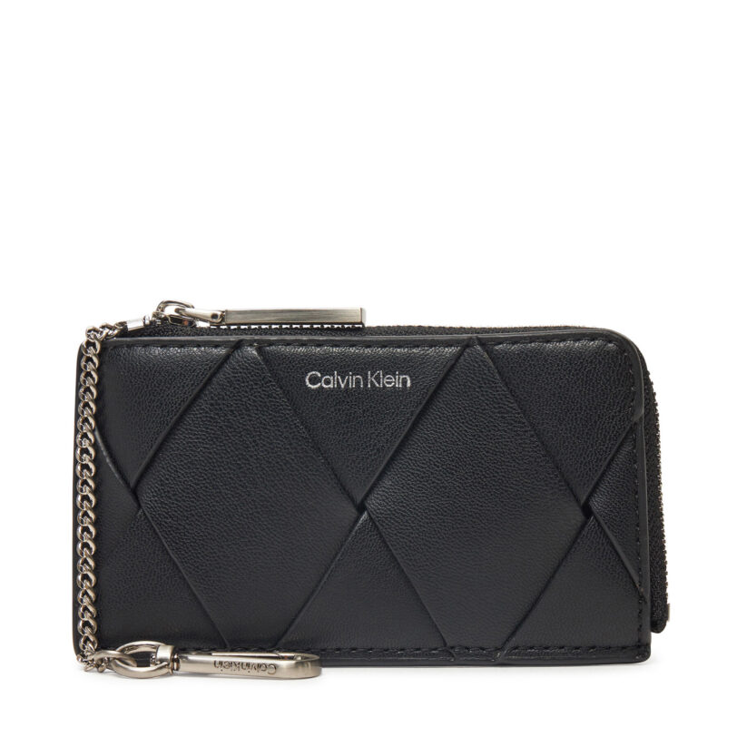 Калъф за ключове Calvin Klein Ck Woven Zip Around Cardholder K60K612954 Черен цвят на ниска цена