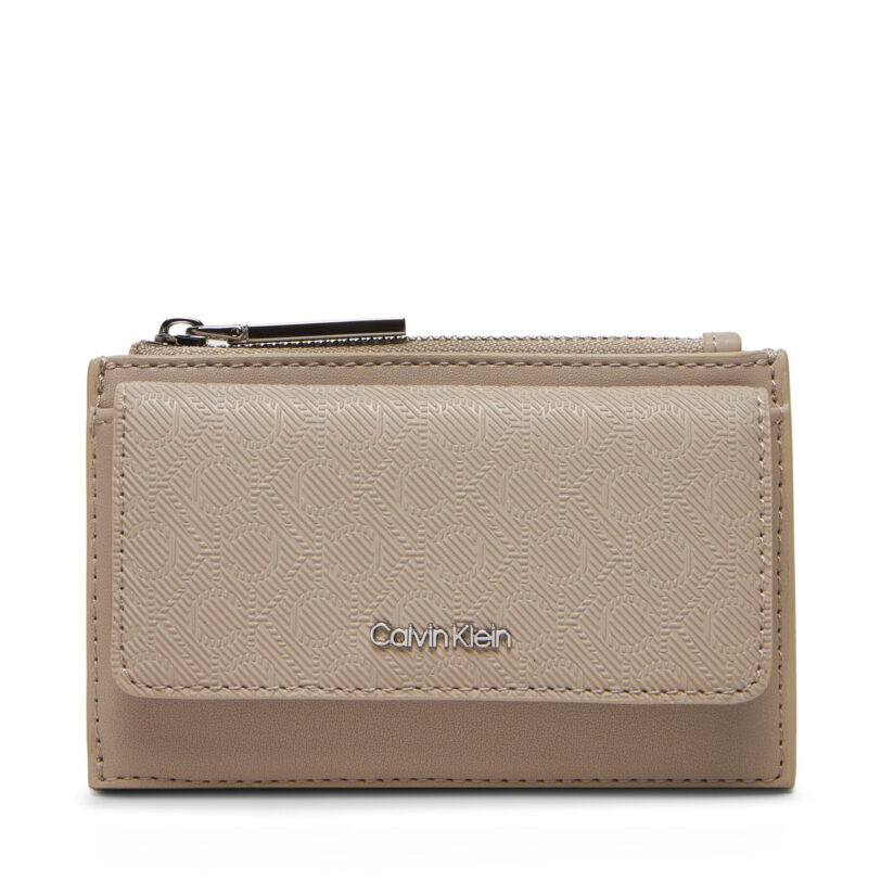 Калъф за кредитни карти Calvin Klein Ck Must Aop Cc Holder W Zip LV04F1036G Бежов цвят на ниска цена