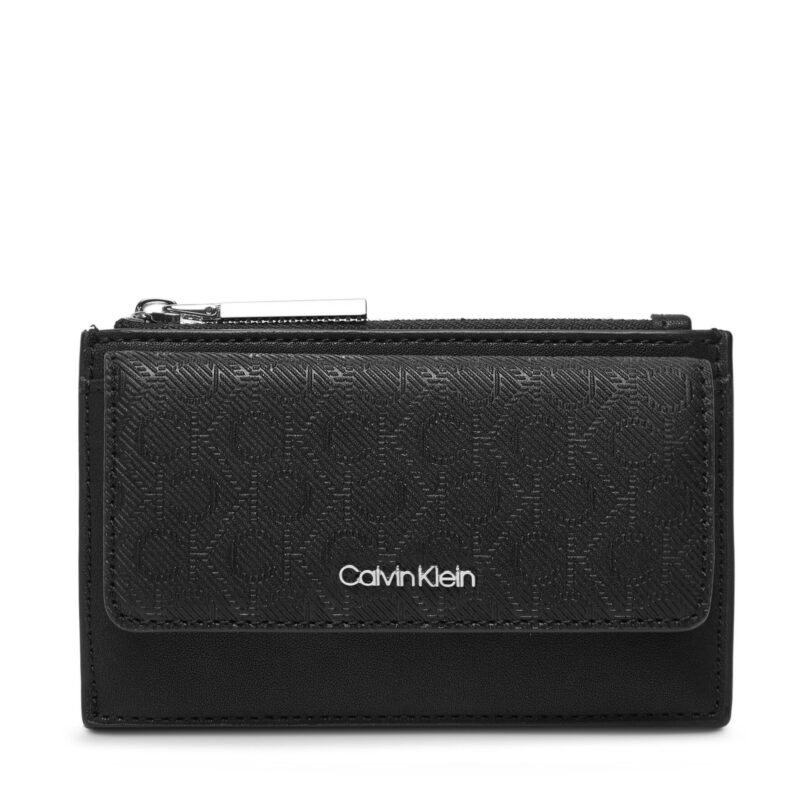 Калъф за кредитни карти Calvin Klein Ck Must Aop Cc Holder W Zip LV04F1036G Черен цвят на ниска цена